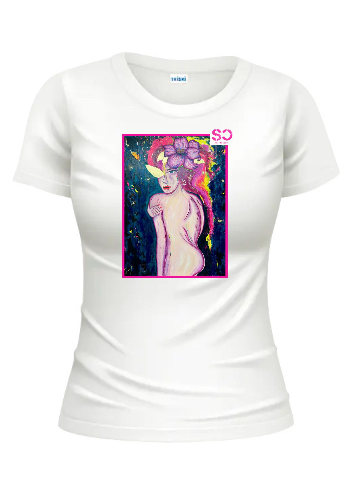 Нощно сияние – Бяло с розова рамка