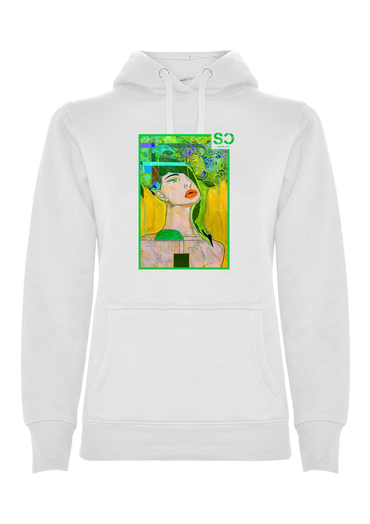 Поток от мисли – Бяло със зелена рамка